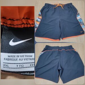Nike Swim Board Shorts Trunks Men's Size XXL Gray Mesh Lined Drawstring 9inseam"